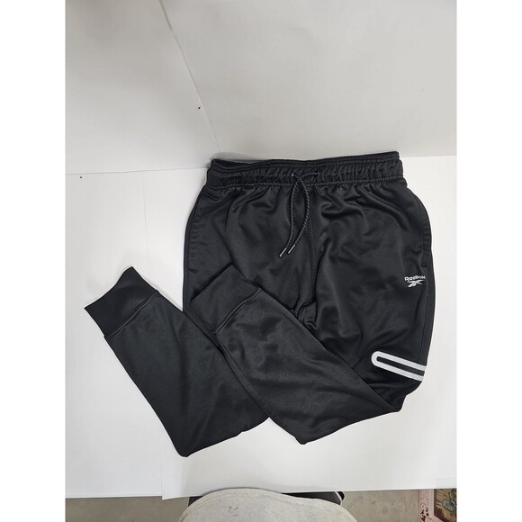 REEBOK Radar Jogger Black Slim Running Athletic Activewear Pants Mens Medium - Picture 1 of 12